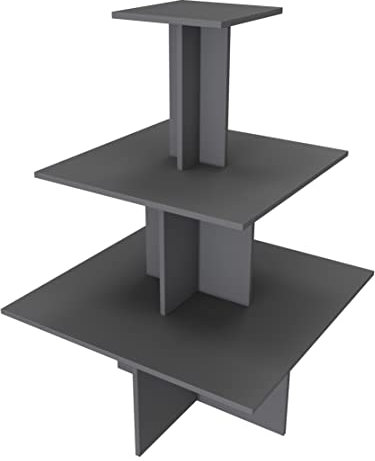 Dila GmbH Pyramidentisch New York Verkaufstisch aus Holz Verkaufsregal 3 Ebenen Gesamthöhe 135 cm (anthrazit)