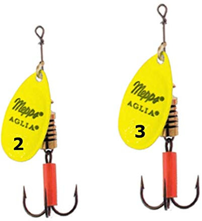 MEPP'S Mepps Aglia Set: 1 x Mepps Aglia Fluo Chartreuse Tamaño 2 + 1 x Mepps Aglia Fluo Chartreuse, Tamaño 3