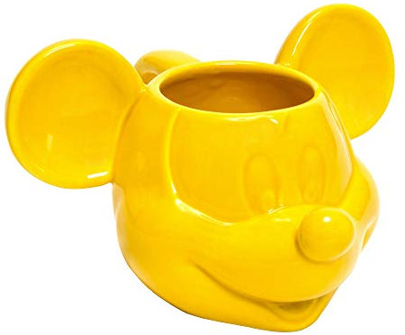 Joy Toy 62125 Mickey Mouse 3d taza de cerámica (13,5 x 12 x 8,5 cm), color amarillo