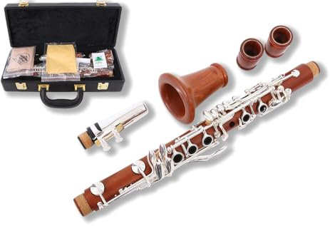 Yinfente B-Klarinette, flach, ES-Schlüssel, fortgeschrittener Anfänger, Palisanderkorpus mit 17 Griffe, versilbert, Kasten und Rohrblattinstrument und Polster Eb key