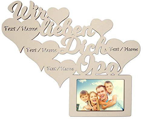 Namofactur Personalisierte Opa Geschenke zum Geburtstag I Wir lieben Dich Bester Opa der Welt Bilderrahmen für 10 x 15 cm Foto