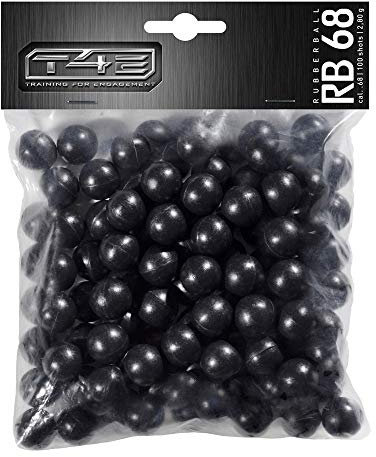 T4E Paintball Kugeln RUB 68, Munition Kaliber .68 2,98g 100 Stück, Rubberballs, schwarz