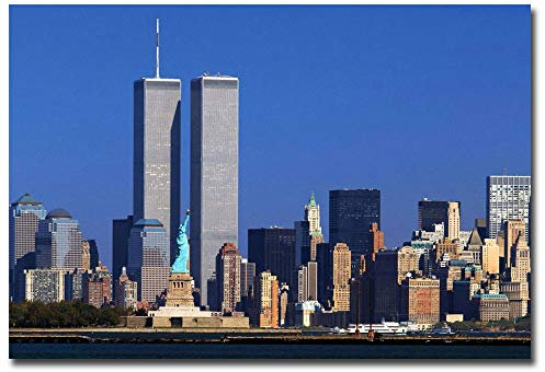 World Trade Center Kühlschrankmagnet, Twin Towers & Statue of Liberty, NYC, Größe 6,3 x 8,9 cm