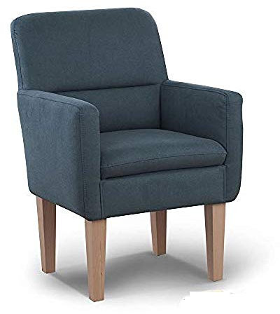 CAVADORE Diningsessel Kira / Polstersessel für Küche, Esszimmer oder Wohnküche / Passend zur Küchengarnitur Kira / Leichte Fleckenentfernung dank Soft Clean / 66 x 96 x 71 / Flachgewebe: Blau