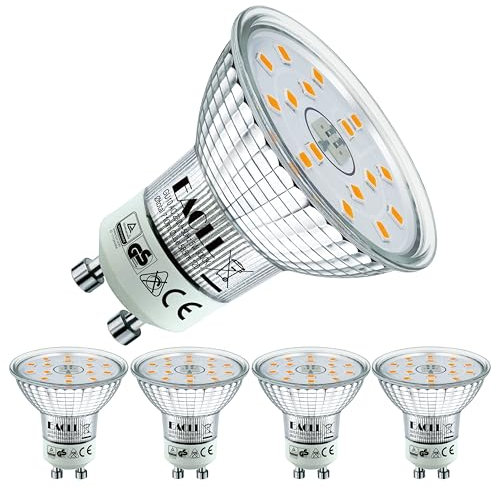 EACLL GU10 LED Warmweiss 5W Ersetzt 75W Halogen Leuchtmittel, 4er-Pack. 585 Lumen 3000K Birnen, AC 230V Flimmerfrei Strahler, Abstrahlwinkel 120° Spot, Nicht Dimmbar Reflektorlampen