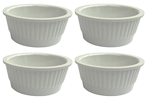 MAK 4x Saucenschälchen Set Snackschalen Weiß Dipschale Rund Melamin Schälchen 750