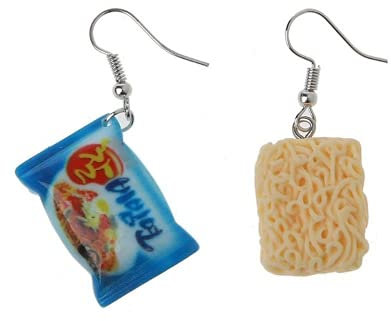 XIGAWAY Lustige Sofort-Nudel-Chili-Ohrringe für Frauen, Modeschmuck, Kunststoff,