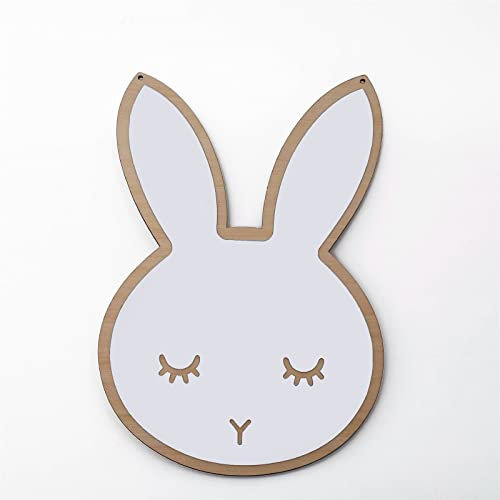 TROYSINC Kreativ Wandspiegel,Acryl Spiegel,Cute Cartoon Stil,Kinderzimmer Dekoration Spiegel,Kinderzimmer Home Decor (Weißer Hase)