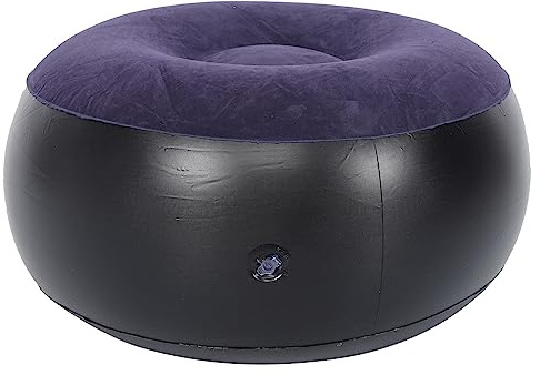 Aufblasbarer Hocker/Fußhocker, rund, tragbar, für Zuhause und Büro, blau, PVC-beflockt, 62 x 62 x 31 cm, 1 Stück