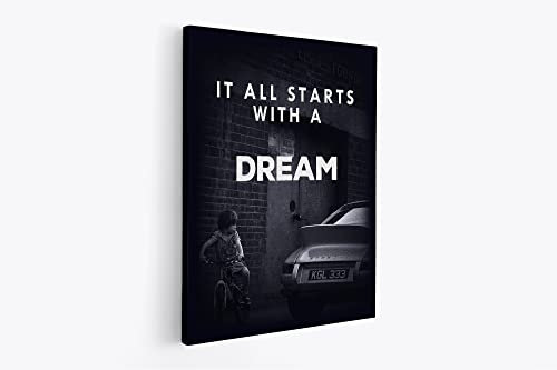tradercat XXL Motivation-Wandbild - it all starts with a dream - Poster für Erfolg und Fitness, Leinwand und Poster komplett und aufhängefertig (60 x 80 cm)