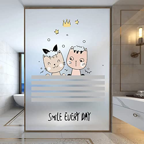 Fensterfolie Selbsthaftend Blickdicht Bad Katze Milchglasfolie Sichtschutzfolie Sichtschutz Fenster Fensterfolien Glasfolie Selbstklebend Fenster Folie 60×120cm
