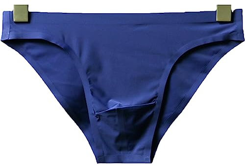 Faringoto Biancheria intima Uomo Slip Senza Cuciture Pantaloncini Uomo Seta Ghiaccio Mutandine Vita Bassa Solido Semitrasparente, Blu reale, XL