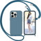 Nupcknn Handykette Hülle für iPhone 14 Pro Hülle TPU Bumper+PC Back Necklace(abnehmbar) Transparent Hülle mit Kordel zum Umhängen Handy Schutzhülle mit Band (Ziegelblau)