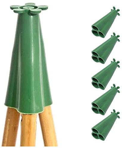 Pyramid Wigwam Cone Garden Cane Tops Wigwam Garden Bamboo Cane Grip Top Support Garden Cane Topper Protectors for Bamboo Plant Support Stick Canes Pack of 5.