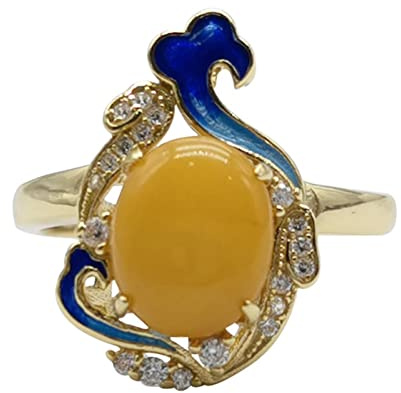 AMDXD Silber S925 Ringe, Wolke Hochzeitsringe Frau für Damen, Gothic Biker Ring mit Stein Gold Oval Form, Verstellbar, Gold, Echtschmuck