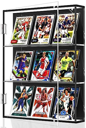 NIUBEE Acryl-Baseballkarten-Vitrine, Sportkarten-Display-Rahmen Wandhalterung mit UV-Schutz Clear View, Sammelkarten-Vitrine mit magnetischer Tür für Fußball, Basketball, Hockey, Vertikal