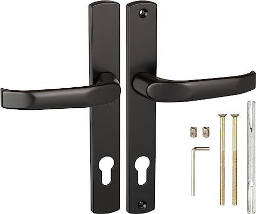 Gamar Türgriffe 90 mm Schwarz – Aluminium Türgriff Gartentor - Universal Drückergarnitur Gartentor – Solid Türklinken Set - Profilzylinder Türklinke - Türdrückergarnitur – Drückerpaar