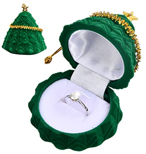 Jinlaili Ring Schmuckkästchen, Schmuckschachtel Mädchen, Ringschachtel aus Samt, Schmuck Display Ringschachtel, Ring Aufbewahrungsbox für Weihnachten, Verlobung, Hochzeit, 60 x 60 x 70 mm