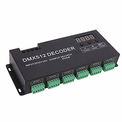 24-Kanal Decoder, Digitalanzeige, RGBW-Dimmtreiber-LED-Controller für Bühnenbar, DC5V-24V