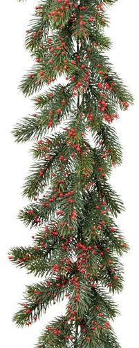 CREATIV green künstliche Tannen-Girlande 192cm in grün I stilvolle Girlande Weihnachten mit 168 naturgetreuen Tips & Beeren I hochwertige Weihnachtsgirlande ideal als Indoor Weihnachtsdeko