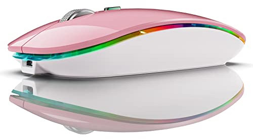Fonicer Dual Mode Jiggler Mouse for Laptop&Phone - LED Rechargeable Computer Mice Mover with On/Off Button Keeps Computer Awake (Pink)