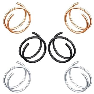 Decentraland Edelstahl-Spiral-Nasenring,doppelter Hoop-Nasenring,einzelnes durchbohrtes Nasenpiercing für Frauen,hypoallergen