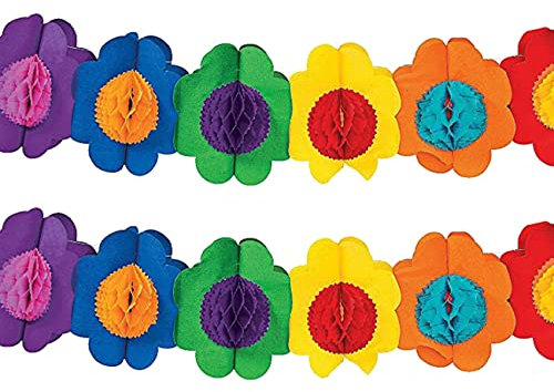 CENMEN 2 x Papiergirlande Ornament, mexikanische Flagge Hibiskus Girlande Tropische Flagge Luau Dekoration