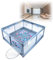 HENGMEI Laufgitter Baby, Laufstall Absperrgitter 130×130×66cm Atmungsaktivem Netz für Kinder Aktivitätsbereich mit Rutschfester Basis Seitentaschen Reißverschlusstür Spielball Ziehringen Grau