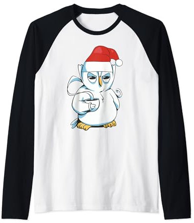 Weihnachten Eule Uhu Kauz Kaffee - Santa Mütze Weihnacht Raglan