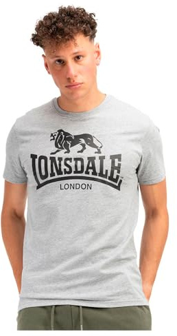 Lonsdale Herren T-Shirt Normale Passform Doppelpack LOSCOE Marl Grey/Black S