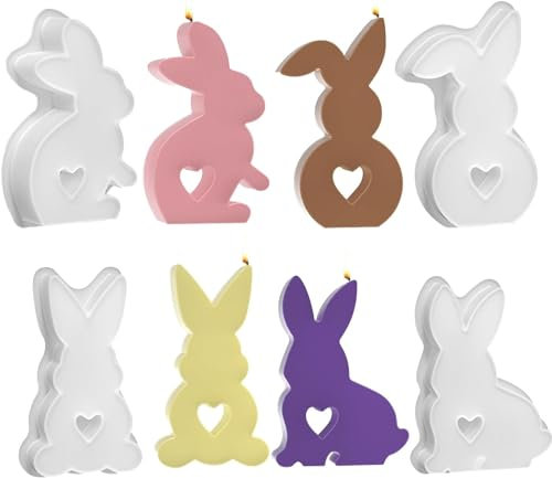 4 Stück Silikonform Ostern, Ostern Kaninchen Silikonformen Gießformen Kerzen Silikonform Hase Gießform Ostern Silikonformen Gießformen Silikon Giessform Silikon Osterhase Backform für Osterdeko