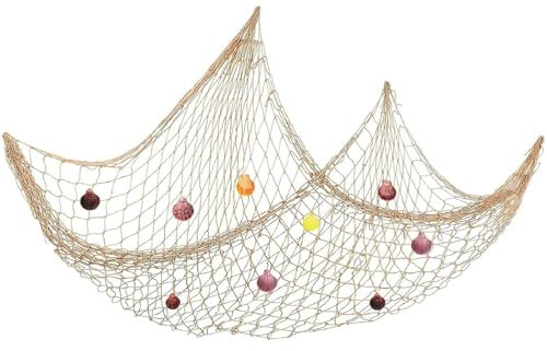 Kiuiom Fischernetz Dekoration,Maritime Deko,Fischernetz Wandbehang,Dekoratives Fischernetz im Mediterranen Stil,Fischernetz mit Muscheln für Party Wand Home Hochzeits Dekoration Fotografieren 1x2 m