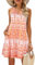 VEUNCOS Damen Sommer Freizeit Knielang Ärmellose Bohemia Strandkleider mit Taschen,Orange L