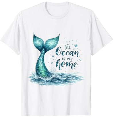 Meerjungfrau Ocean Splash Regenbogen Schwanz Meer Meerjungfrauen Flosse T-Shirt