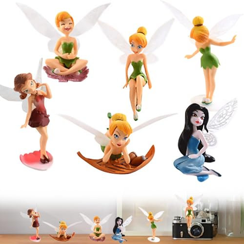 JLNGTHONG 6 Stück Feenfiguren für den Garten, Miniatur-Ornamente Feen im Garten, Mini-Feen für die Kuchendekoration, Deko Figuren für Geburtstagsparty Dekoration