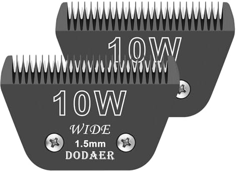 10 breite Klingen für die Hundepflege, kompatibel mit Artero/Andis/Oster A5/Wahl km10 Hundeschermaschinen, Schnittlänge 0,6 cm, 2 Stück (schwarz)