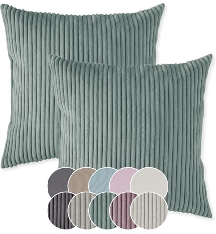 sleepling 2er Set 40 x 40 cm, Kord Sofakissen mit Füllung und Bezug, Zierkissen aus robustem Polsterstoff, Dekokissen, Kopfkissen, Kissen für Couch, türkis