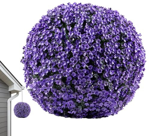 Lesunbak Buchsbaumkugel, Künstlich Buchsbaumkugel Ø 10-30 cm, Buchsbaum Kugel UV-beständig, Künstlicher Buchsbaum Pflanzen Kugel, Dekorative Kugelpflanzen Für Haus Garten Hochzeit Lila 30cm