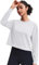 PINSPARK Damen Sport Tshirt Langarm Running Fitness Shirts Sportbekleidung Langarmshirt Leicht Sport Oberteile Trainingsshirt Laufshirt für Wandern Trekking Gym Weiß XXL