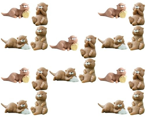 20 Stück Mini Otter Figuren Für Kuchen Dekoration Und Terrarium Charmante Harz Otter Ornamente Für DIY Bastelarbeiten Und Garten Dekoration