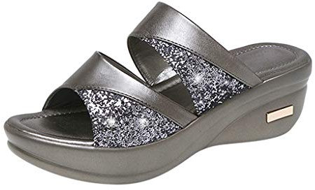 Sandales Femme Été Confortable Respirant Sandale Orthopedique Vintage Sandale Femme Ete Antidérapantes de Plage Sandales et Mules pour Femmes Pantoufles Sandales et Nu-Pieds Bout Ouvert Compensées