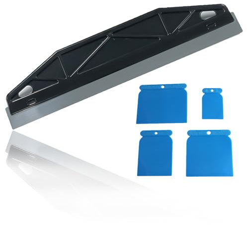 Stainless Steel Paint Shield for Cutting in Tool Comes with 4PCS Plastic Scrapers,Paint Guard for Skirting Boards,Wallpaper Straight Edge Tool,for Paint Smearing,Repairing Cutting Wallpaper(Black)
