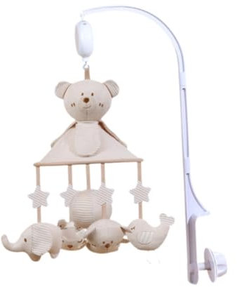 Folpus Móviles Musicales para Cuna de bebé, Juguetes Montessori, Animales, Oso, sonajeros Colgantes para Cuna, Juguete sensorial con Caja de música para, con 12 Canciones