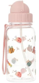 Tutete Trinkflasche für Kinder mit weichem einziehbarem Strohhalm, 500 ml, Tritan Wasserflasche, BPA-frei, spülmaschinenfest, Tragegriff und auslaufsicherer Deckel, leicht zu öffnen