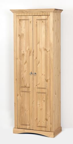 clever-moebel 2-TRG. Dielenschrank kolonial, weiß oder gelaugt Schrank Kleiderschrank, Flurschrank (gelaugt)