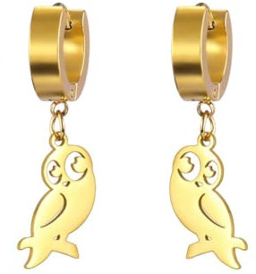 Niedliche Eule Anhänger Ohrringe Edelstahl Gold Ohrringe Mode Tierschmuck