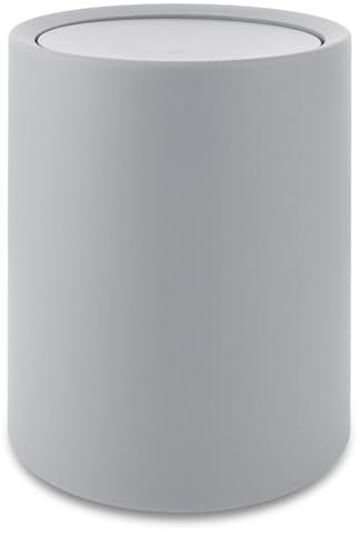 STARVAST 8L Mülleimer Grau Matt mit Schwingdeckel, Vielseitiger Badezimmer Mülleimer Bad Kosmetikeimer, Abfalleimer aus Kunststoff, Ideal für Bad und Büro