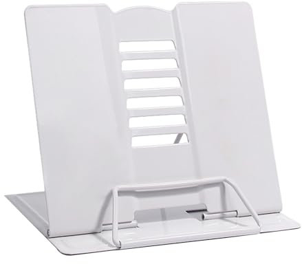 Geoyien Buchständer, Leseständer, Buchständer kinder, Multifunktionales Metall-Lesegestell, verstellbarer Winkel, richtige Sitzhaltung und weniger Ermüdung für Büro Schule Bibliothek Zuhause (Weiß)