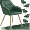 tectake® Samt Stuhl, Esszimmerstuhl mit Stepp Samtstoff, Küchenstühle modern, gemütlicher Sessel Wohnzimmer, Armlehnstuhl Esszimmer, Dining Lounge, Schminktisch Stuhl - dunkelgrün/Gold, 6er Set