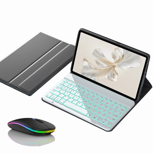 JZCZMCE Keyboard Case for Honor Pad X9 11, Magnetic Detachable Wireless Backlight Keyboard with Bluetooth Mouse,White